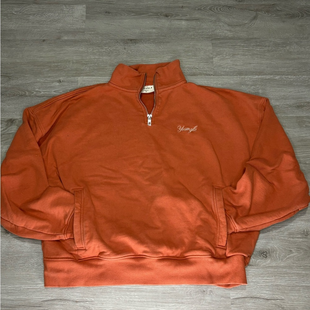 YoungLA quarter zip Orange athletic sweatshirt